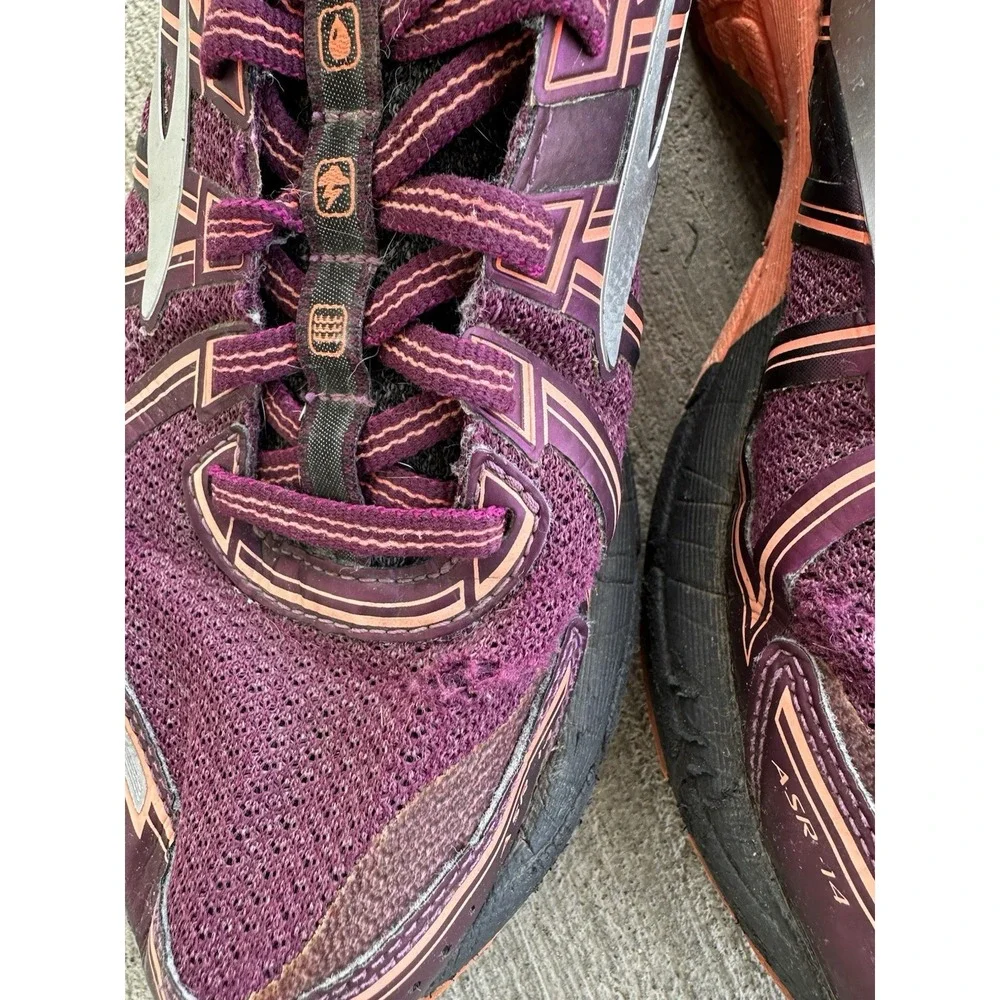 Brooks Adrenaline ASR 14 Women's Running Shoes Mesh Purple Black Orange Low Top - Picture 2 of 5